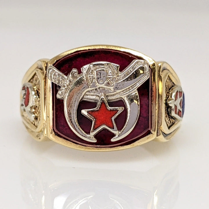 10K RED STONE MASONIC ESTATE RING 9.8 GRAMS