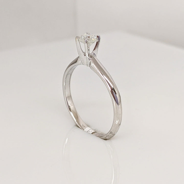 14K WHITE .36 CARAT TOTAL I1 G DIAMOND ROUND ESTATE SOLITAIRE RING 2.3 GRAMS