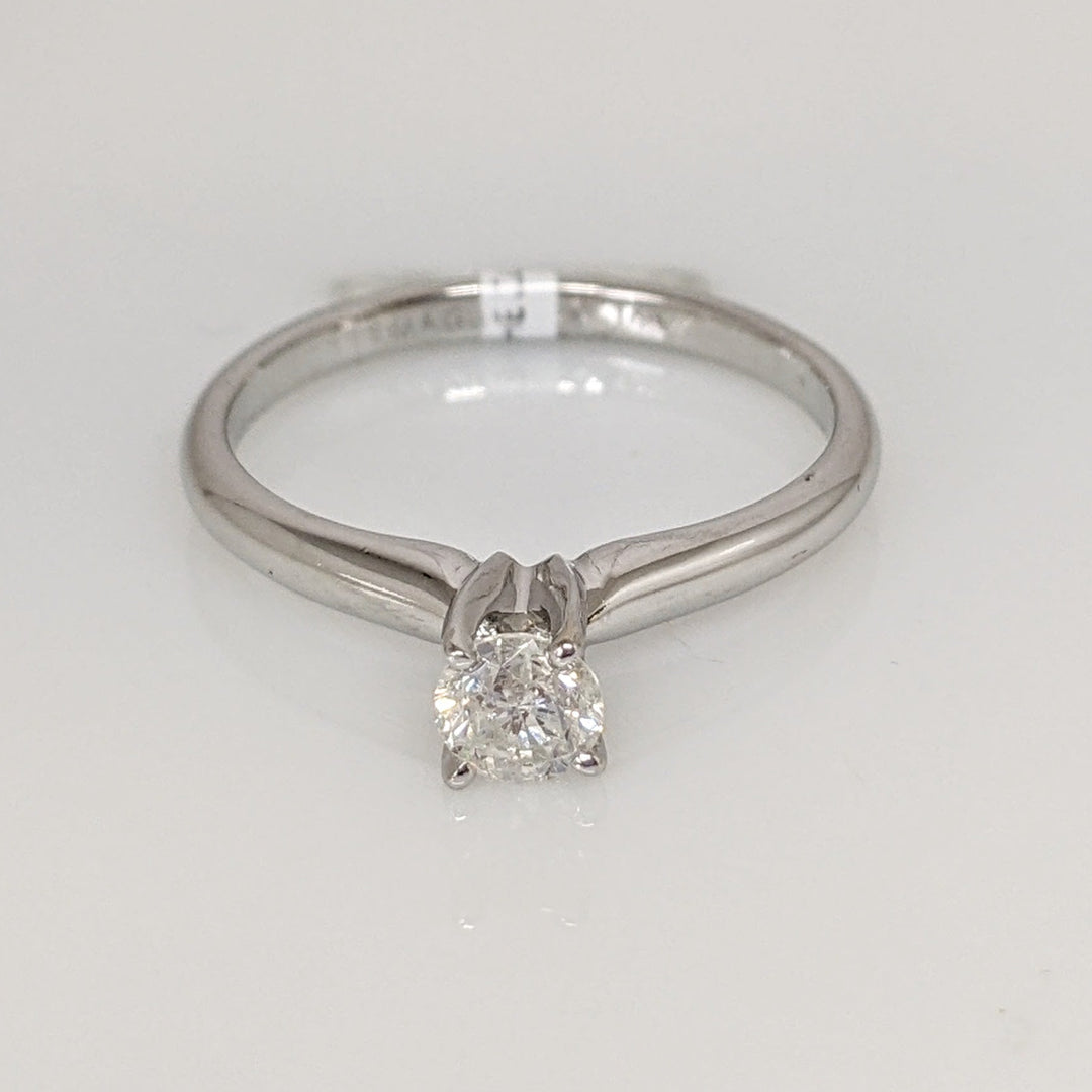 14K WHITE .36 CARAT TOTAL I1 G DIAMOND ROUND ESTATE SOLITAIRE RING 2.3 GRAMS