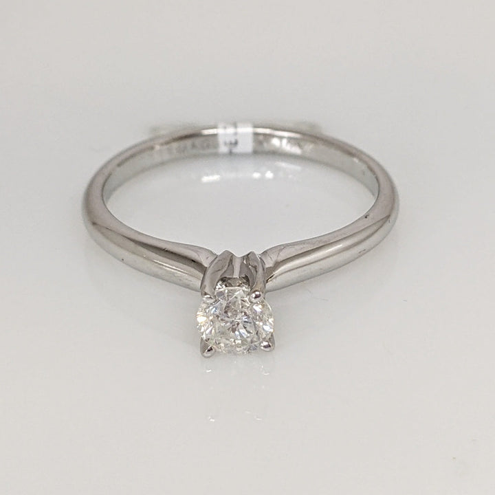 14K WHITE .36 CARAT TOTAL I1 G DIAMOND ROUND ESTATE SOLITAIRE RING 2.3 GRAMS
