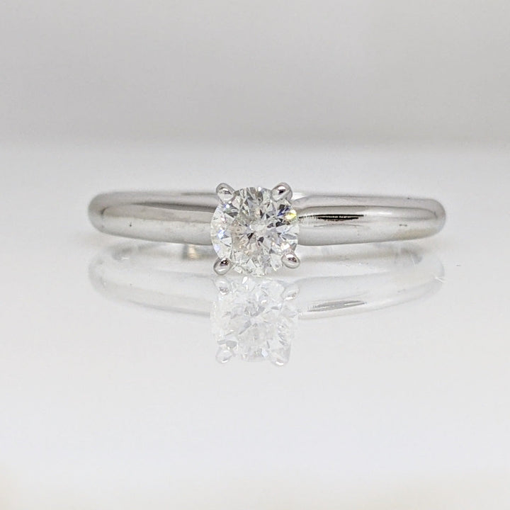 14K WHITE .36 CARAT TOTAL I1 G DIAMOND ROUND ESTATE SOLITAIRE RING 2.3 GRAMS