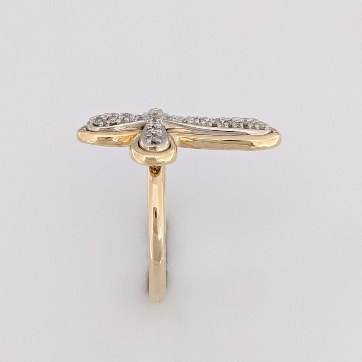 14K .18 CARAT TOTAL WEIGHT I1 J DIAMOND ROUND (24) CROSS ESTATE RING 4.8 GRAMS