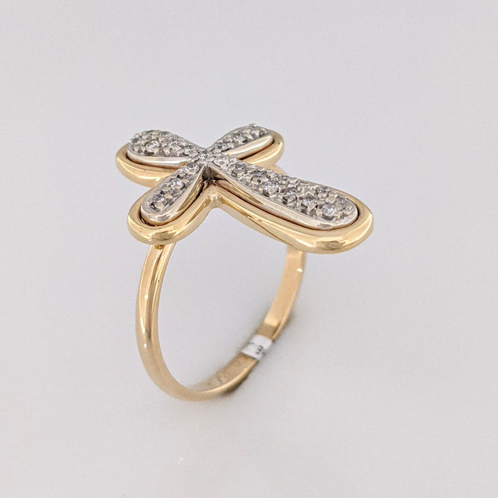 14K .18 CARAT TOTAL WEIGHT I1 J DIAMOND ROUND (24) CROSS ESTATE RING 4.8 GRAMS
