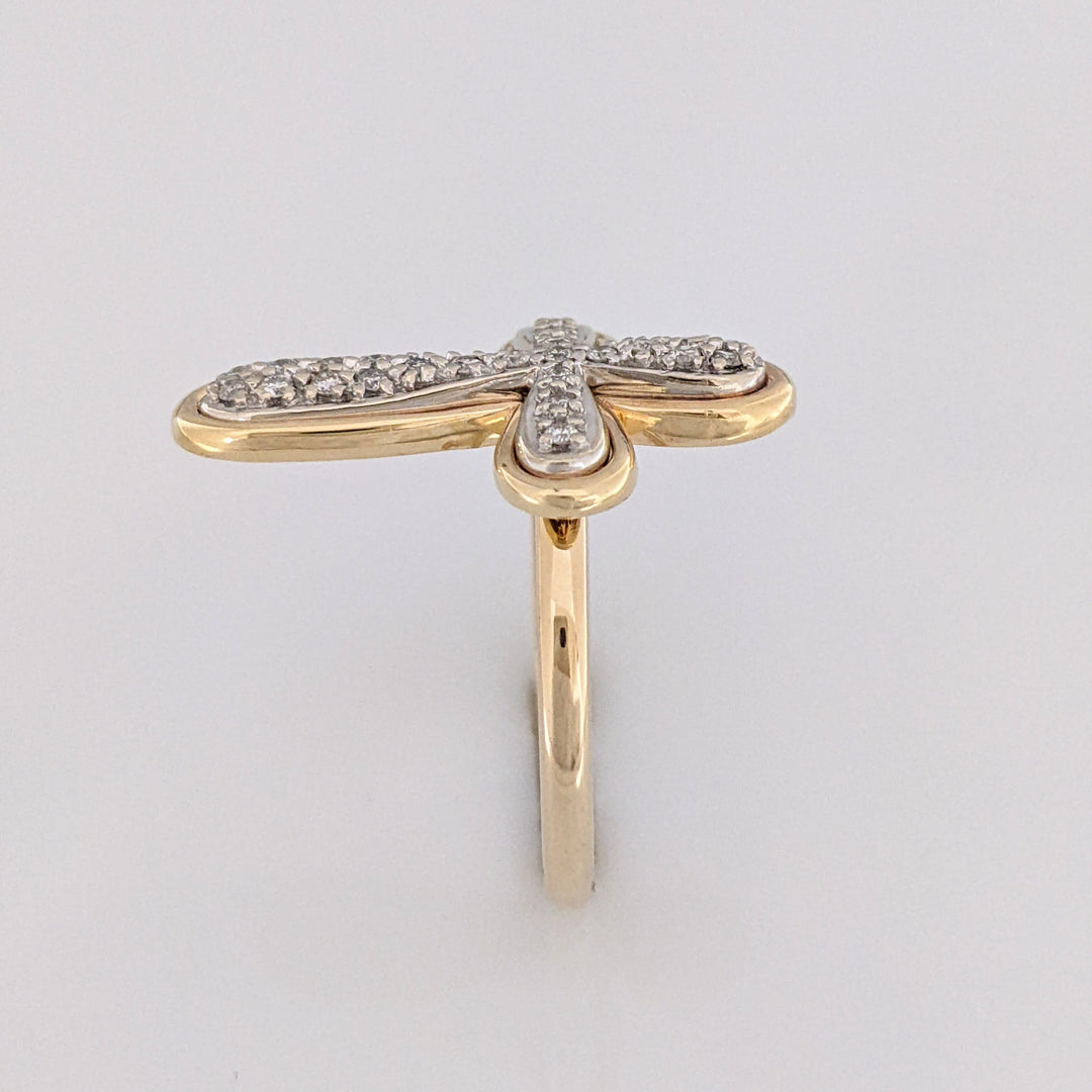 14K .18 CARAT TOTAL WEIGHT I1 J DIAMOND ROUND (24) CROSS ESTATE RING 4.8 GRAMS