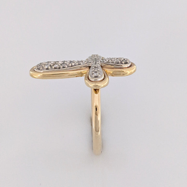 14K .18 CARAT TOTAL WEIGHT I1 J DIAMOND ROUND (24) CROSS ESTATE RING 4.8 GRAMS