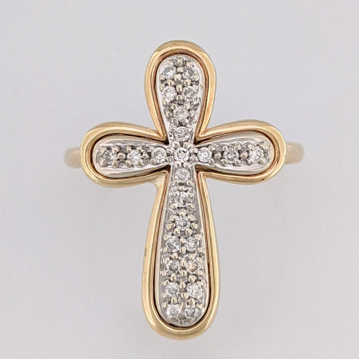 14K .18 CARAT TOTAL WEIGHT I1 J DIAMOND ROUND (24) CROSS ESTATE RING 4.8 GRAMS