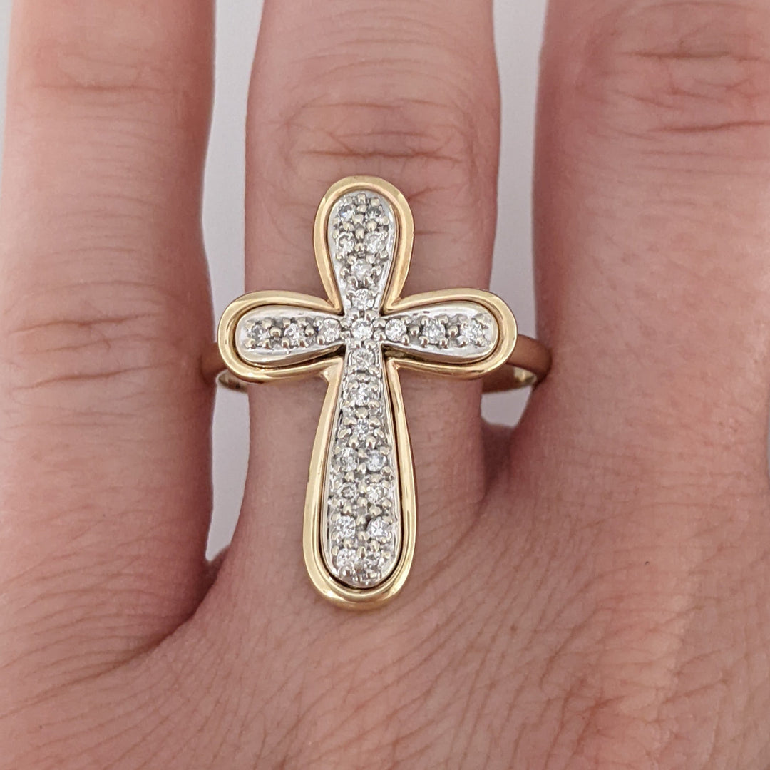 14K .18 CARAT TOTAL WEIGHT I1 J DIAMOND ROUND (24) CROSS ESTATE RING 4.8 GRAMS