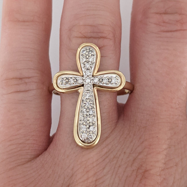 14K .18 CARAT TOTAL WEIGHT I1 J DIAMOND ROUND (24) CROSS ESTATE RING 4.8 GRAMS