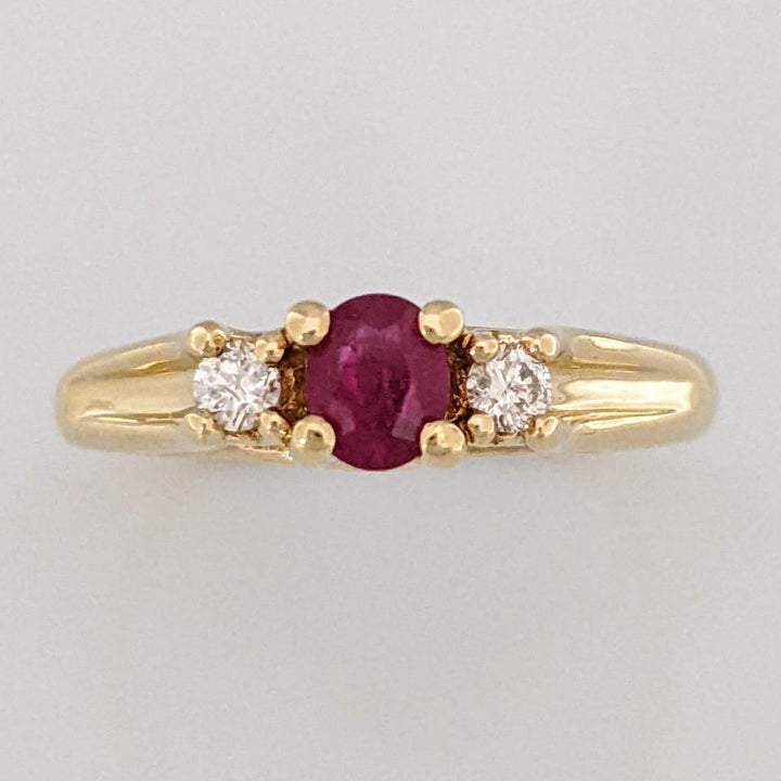 10K RUBY OVAL 4X6 "C" WITH .10 DIAMOND TOTAL WEIGHT (2) ESTATE RING 2.8 GRAMS