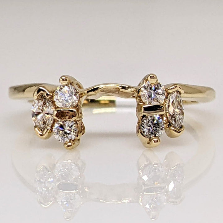 14K .32 CARAT TOTAL WEIGHT SI1 I DIAMOND MARQUISE (2) ROUND (4) ESTATE WRAP 2.0 GRAMS