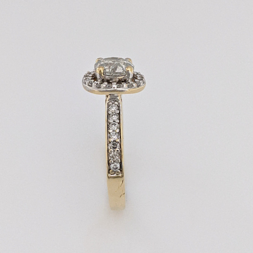 14K .97 CARAT TOTAL WEIGHT I1 I DIAMOND ROUND (33) ESTATE HALO RING 3.3 GRAMS