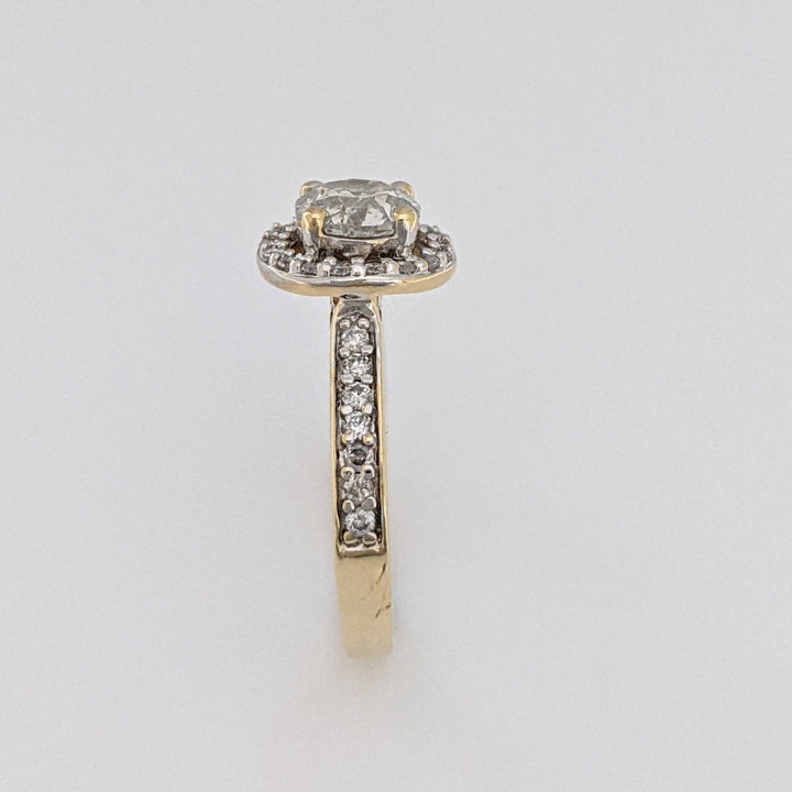 14K .97 CARAT TOTAL WEIGHT I1 I DIAMOND ROUND (33) ESTATE HALO RING 3.3 GRAMS
