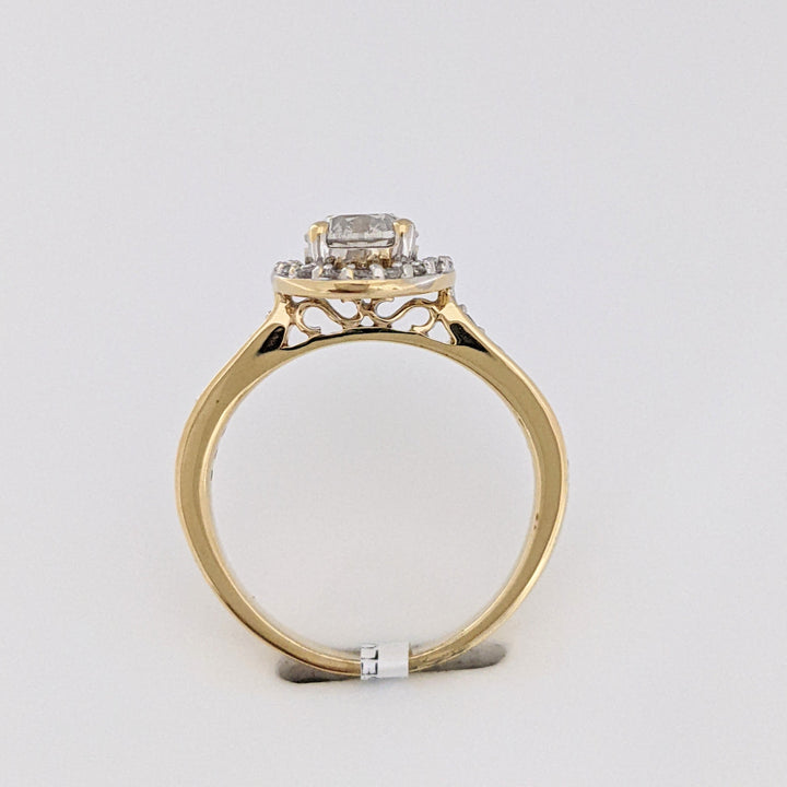 14K .97 CARAT TOTAL WEIGHT I1 I DIAMOND ROUND (33) ESTATE HALO RING 3.3 GRAMS