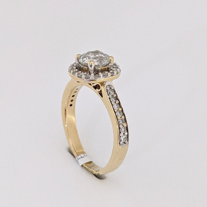 14K .97 CARAT TOTAL WEIGHT I1 I DIAMOND ROUND (33) ESTATE HALO RING 3.3 GRAMS