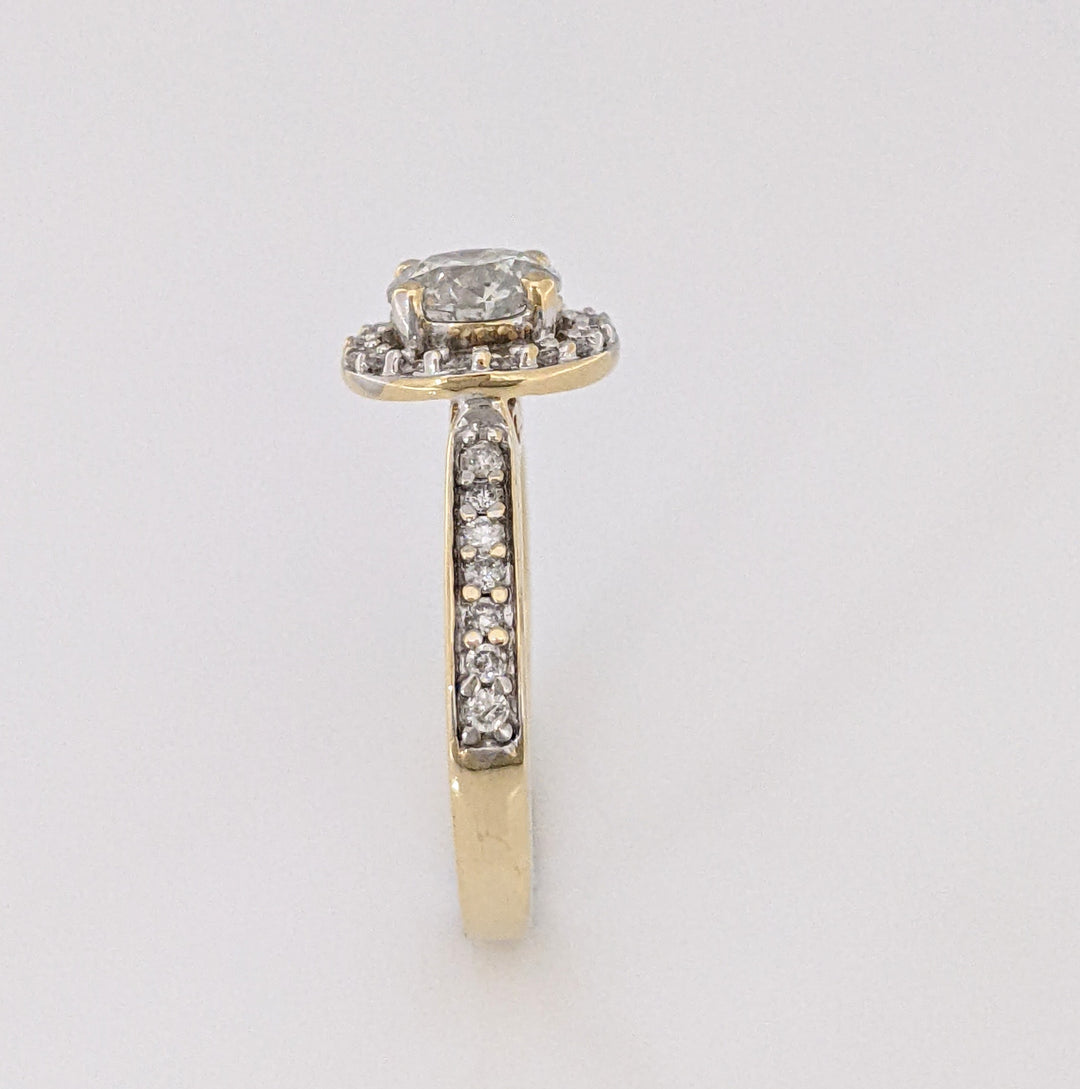 14K .97 CARAT TOTAL WEIGHT I1 I DIAMOND ROUND (33) ESTATE HALO RING 3.3 GRAMS