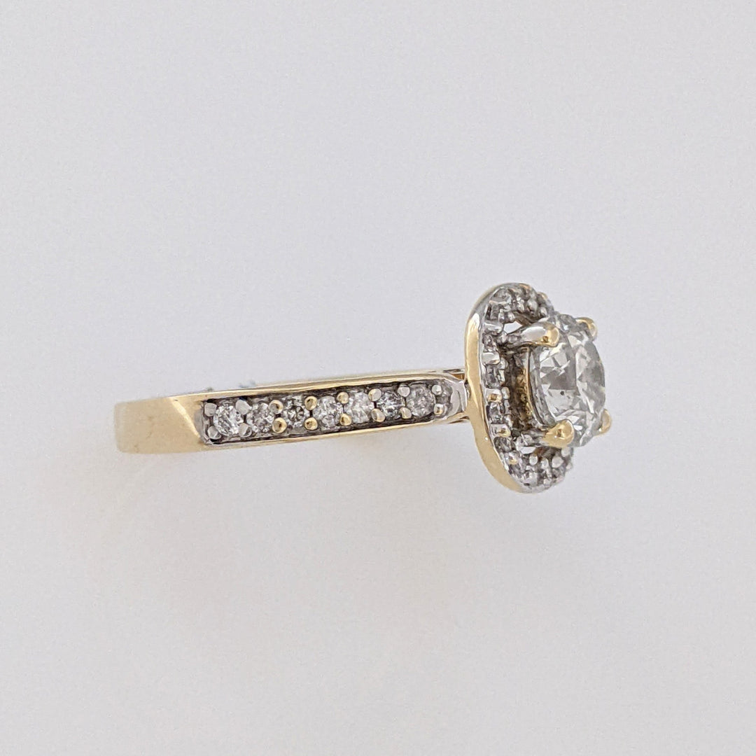 14K .97 CARAT TOTAL WEIGHT I1 I DIAMOND ROUND (33) ESTATE HALO RING 3.3 GRAMS