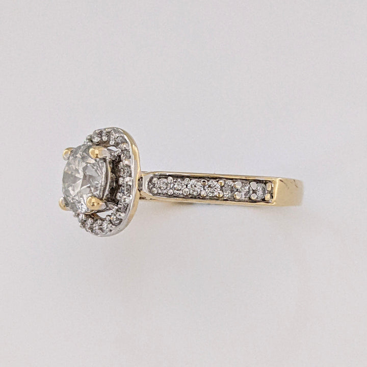 14K .97 CARAT TOTAL WEIGHT I1 I DIAMOND ROUND (33) ESTATE HALO RING 3.3 GRAMS