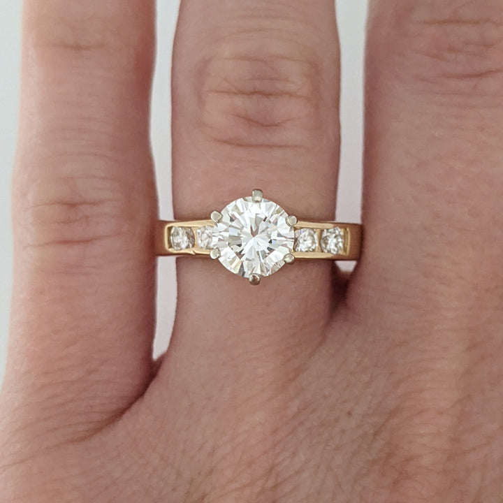 14K 1.40 CARAT TOTAL WEIGHT VVS2 I DIAMOND ROUND (5) ESTATE RING 5.0 GRAMS