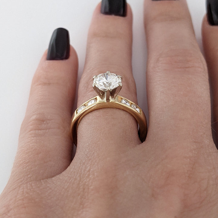 14K 1.40 CARAT TOTAL WEIGHT VVS2 I DIAMOND ROUND (5) ESTATE RING 5.0 GRAMS