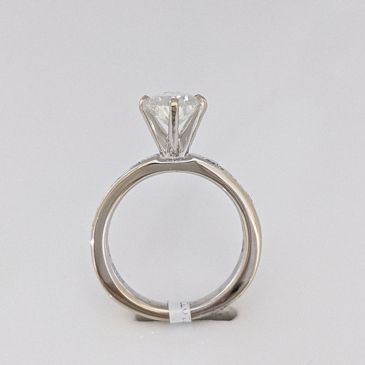 14K WHITE 2.39 CARAT TOTAL WEIGHT I1 K DIAMOND PEAR WITH (10) ROUND CHANNEL DIAMOND ESTATE RING 4.1 GRAMS