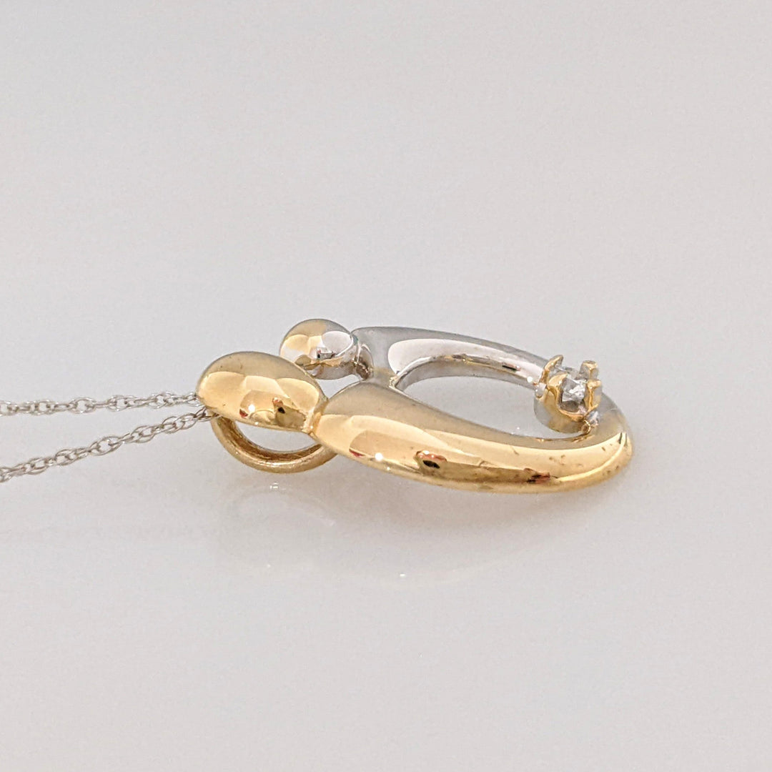 14K TWO-TONE MOTHER/CHILD WITH MELEE ESTATE PENDANT & CHAIN 2.4 GRAMS