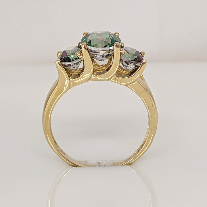 10K MYSTIC TOPAZ OVAL (1) 7X9 (2) 5X7 ESTATE TRINITY RING 3.5 GRAMS