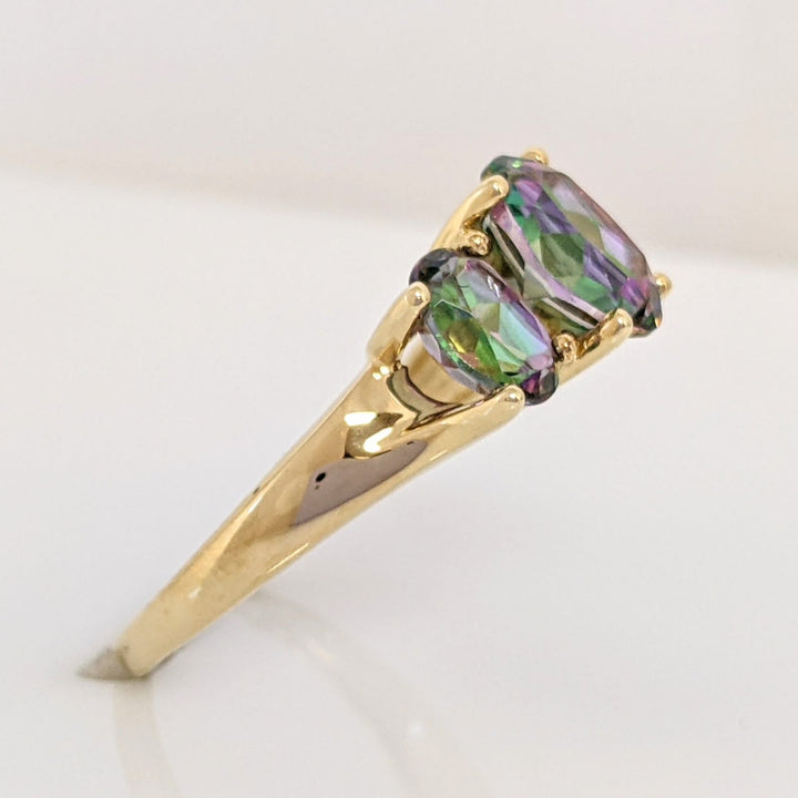 10K MYSTIC TOPAZ OVAL (1) 7X9 (2) 5X7 ESTATE TRINITY RING 3.5 GRAMS