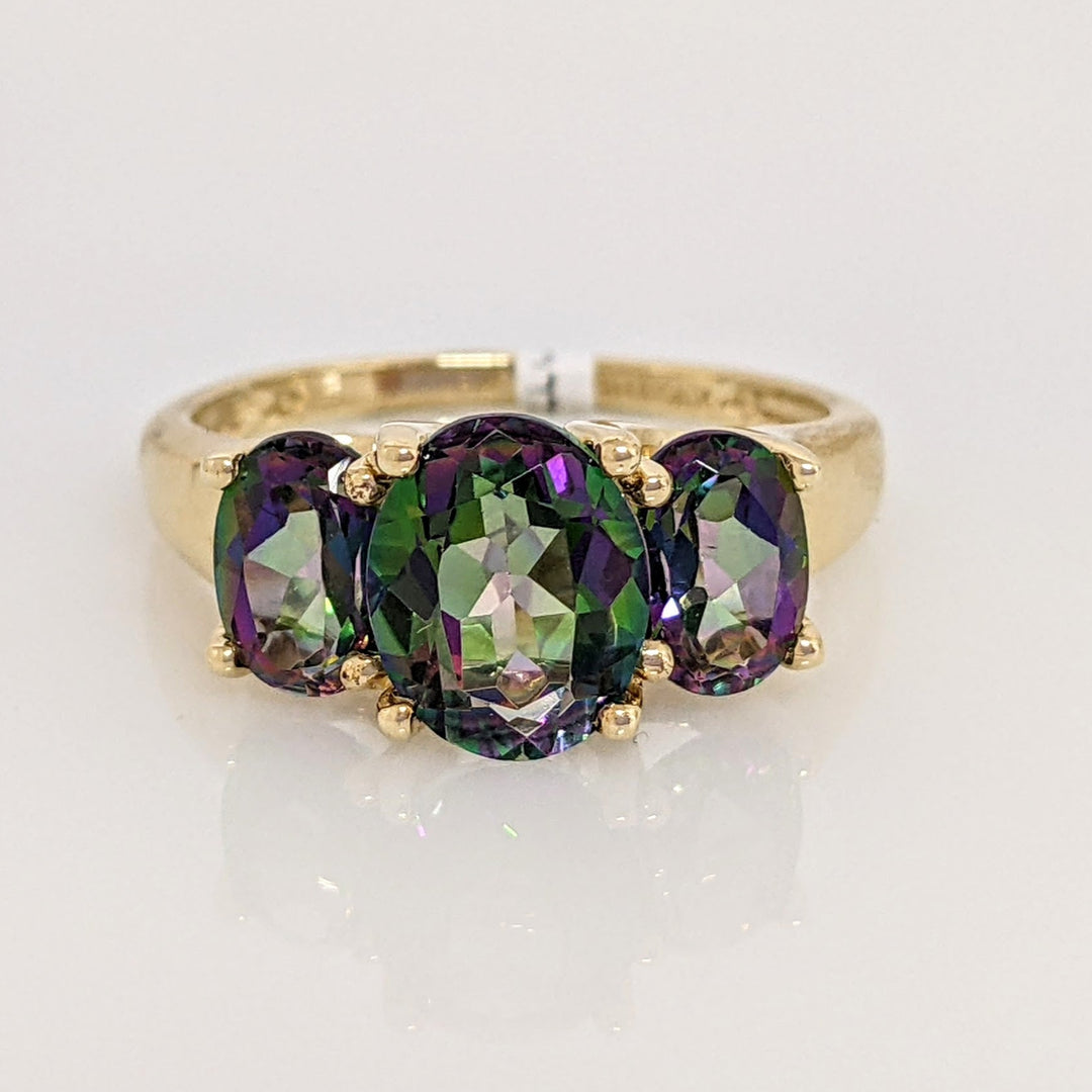 10K MYSTIC TOPAZ OVAL (1) 7X9 (2) 5X7 ESTATE TRINITY RING 3.5 GRAMS
