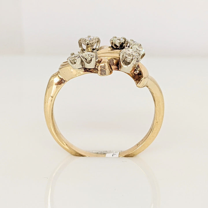 14K .43 CARAT TOTAL WEIGHT SI2-I1 I DIAMOND ROUND (7) FREE FORM ESTATE RING 4.7 GRAMS
