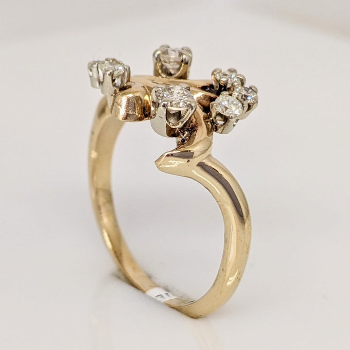 14K .43 CARAT TOTAL WEIGHT SI2-I1 I DIAMOND ROUND (7) FREE FORM ESTATE RING 4.7 GRAMS