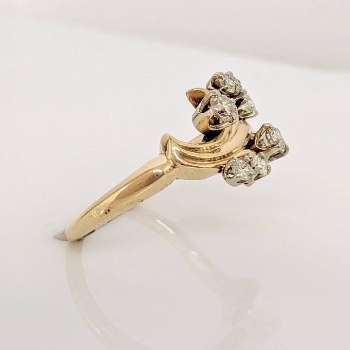 14K .43 CARAT TOTAL WEIGHT SI2-I1 I DIAMOND ROUND (7) FREE FORM ESTATE RING 4.7 GRAMS