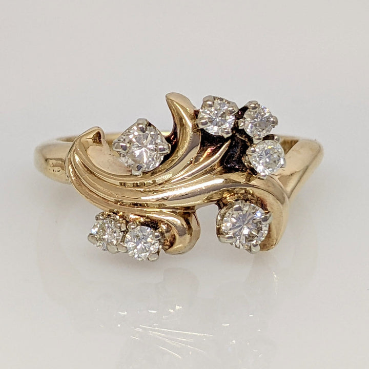 14K .43 CARAT TOTAL WEIGHT SI2-I1 I DIAMOND ROUND (7) FREE FORM ESTATE RING 4.7 GRAMS