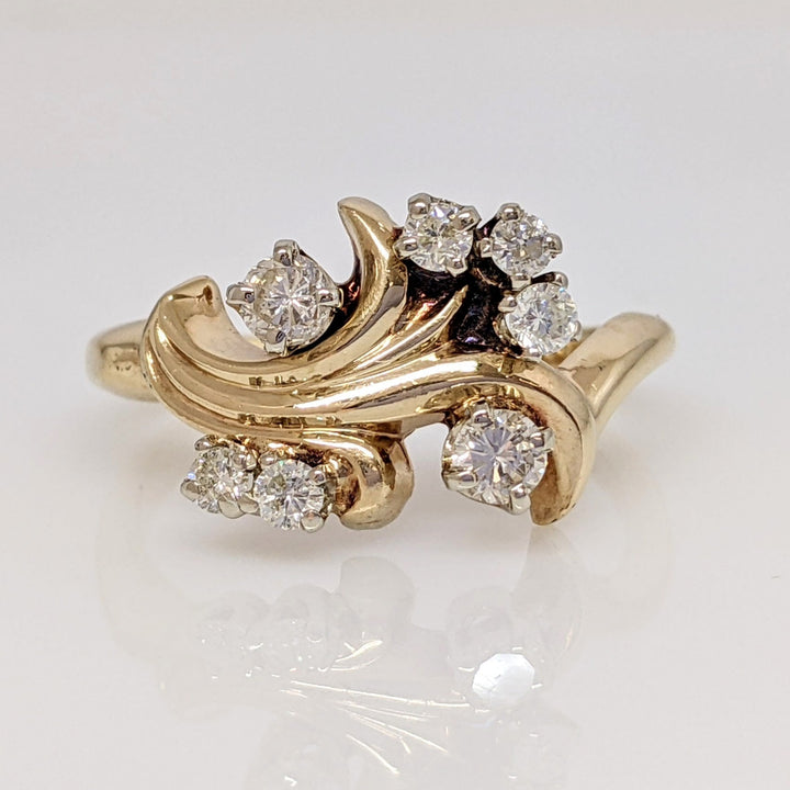 14K .43 CARAT TOTAL WEIGHT SI2-I1 I DIAMOND ROUND (7) FREE FORM ESTATE RING 4.7 GRAMS