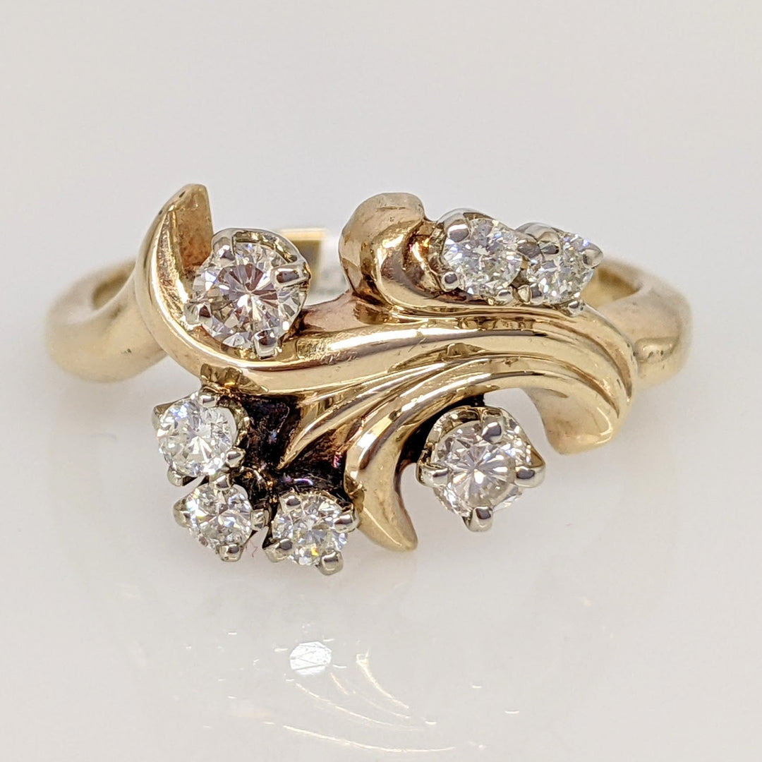 14K .43 CARAT TOTAL WEIGHT SI2-I1 I DIAMOND ROUND (7) FREE FORM ESTATE RING 4.7 GRAMS