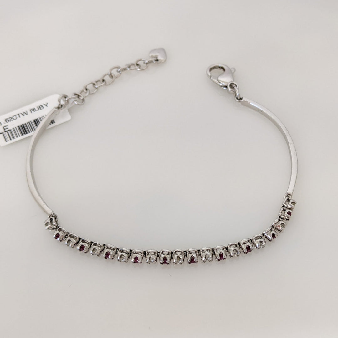 14K .51 CARAT TOTAL WEIGHT DIAMOND ROUND (11) .62 CARAT TOTAL WEIGHT RUBY ROUND (10) FLEXABLE ESTATE BRACELET 9.4 GRAMS