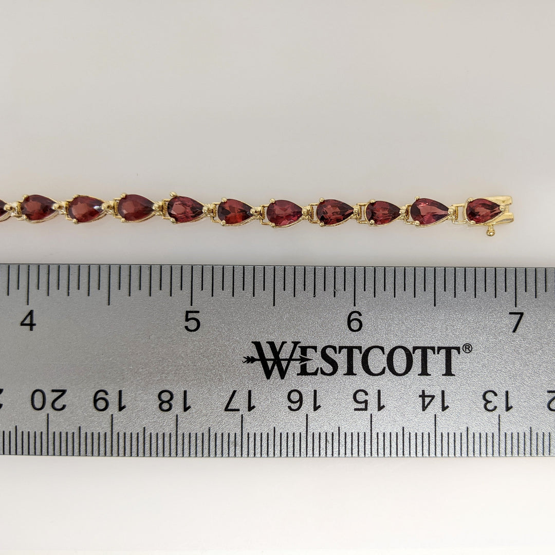 14K PINK/ RED TOURMALINE PEAR (23) 4X6 ESTATE BRACELET 7.7 GRAMS