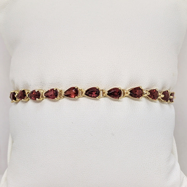 14K PINK/ RED TOURMALINE PEAR (23) 4X6 ESTATE BRACELET 7.7 GRAMS