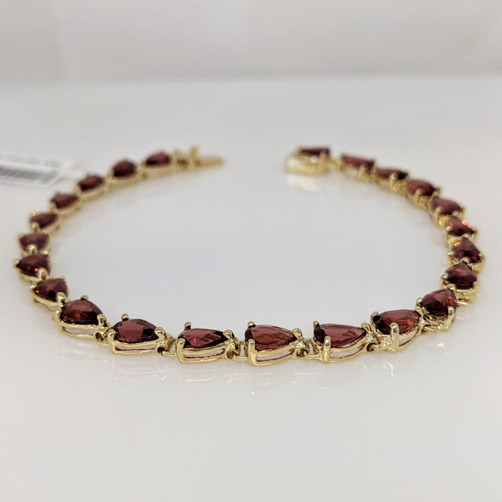 14K PINK/ RED TOURMALINE PEAR (23) 4X6 ESTATE BRACELET 7.7 GRAMS