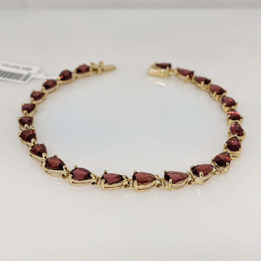 14K PINK/ RED TOURMALINE PEAR (23) 4X6 ESTATE BRACELET 7.7 GRAMS