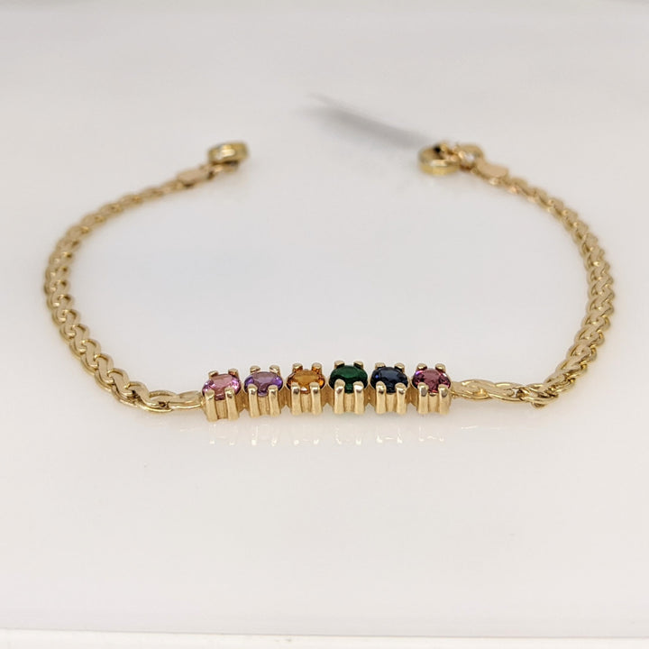14K MULTI- COLORED ROUND (6) BAR WEAVE ESTATE MAGNETIC BRACELET 5.6 GRAMS