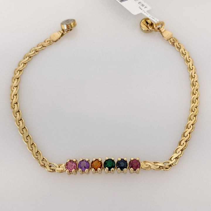 14K MULTI- COLORED ROUND (6) BAR WEAVE ESTATE MAGNETIC BRACELET 5.6 GRAMS