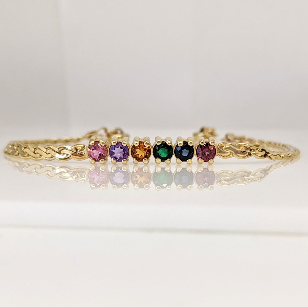14K MULTI- COLORED ROUND (6) BAR WEAVE ESTATE MAGNETIC BRACELET 5.6 GRAMS