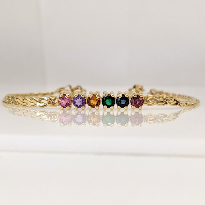 14K MULTI- COLORED ROUND (6) BAR WEAVE ESTATE MAGNETIC BRACELET 5.6 GRAMS