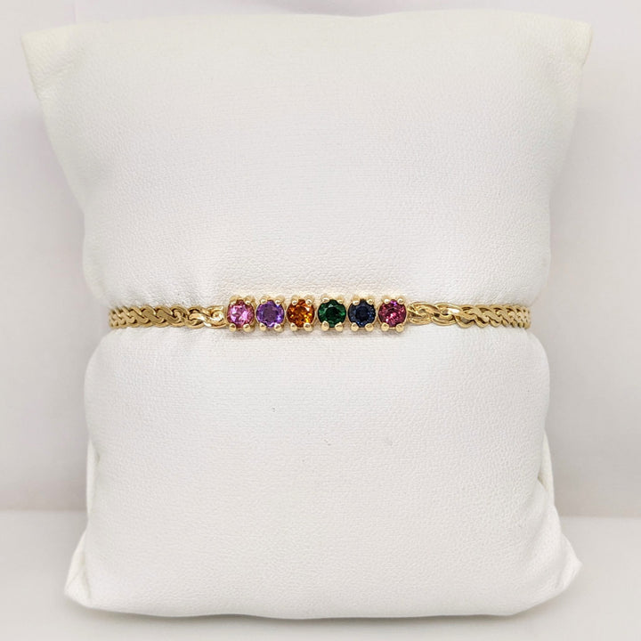 14K MULTI- COLORED ROUND (6) BAR WEAVE ESTATE MAGNETIC BRACELET 5.6 GRAMS