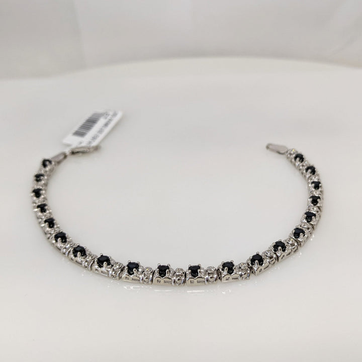 10K WHITE SAPPHIRE ROUND (20) WITH MELEE ESTATE BRACELET 6.7 GRAMS
