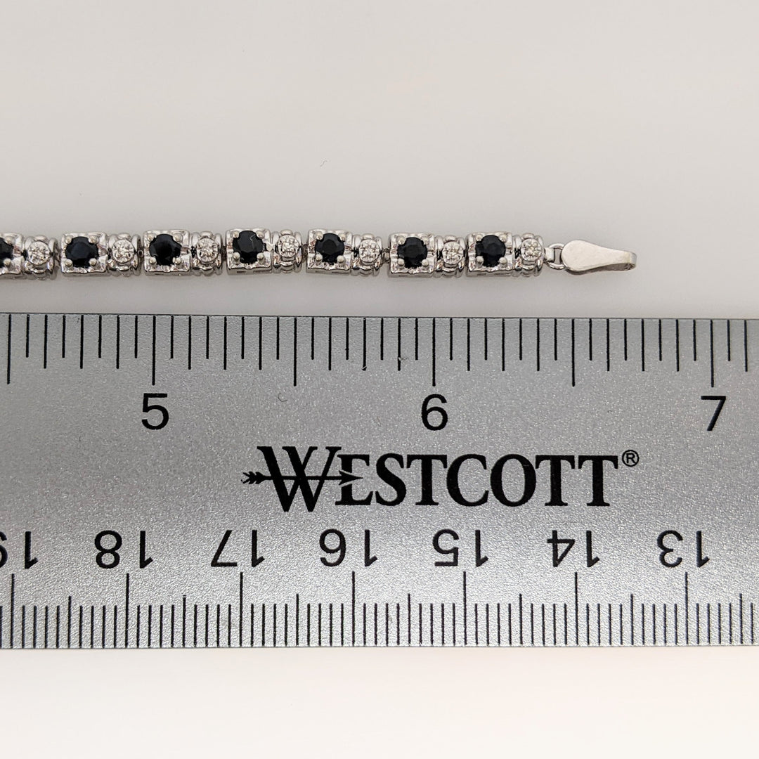 10K WHITE SAPPHIRE ROUND (20) WITH MELEE ESTATE BRACELET 6.7 GRAMS