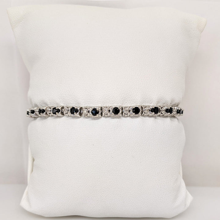 10K WHITE SAPPHIRE ROUND (20) WITH MELEE ESTATE BRACELET 6.7 GRAMS
