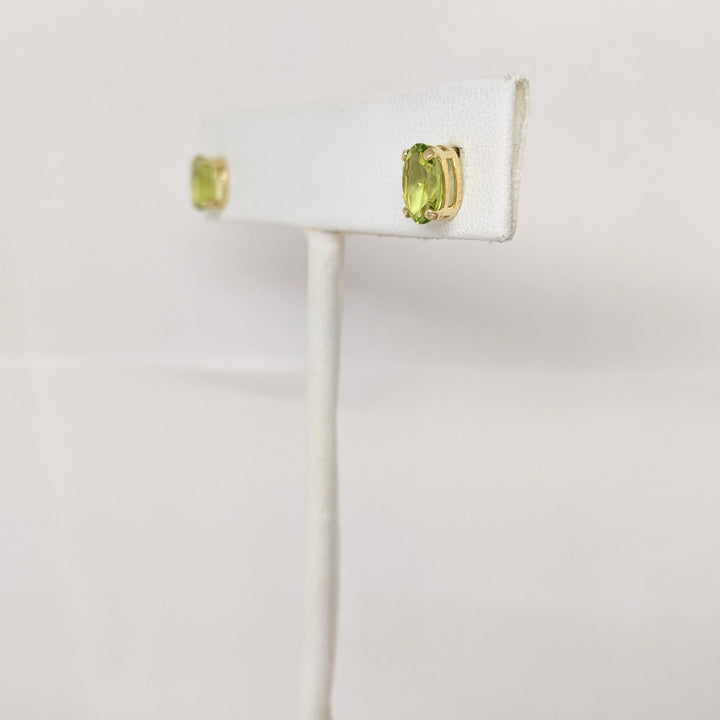 14K PERIDOT OVAL 5X7 ESTATE EARRINGS 0.9 GRAMS