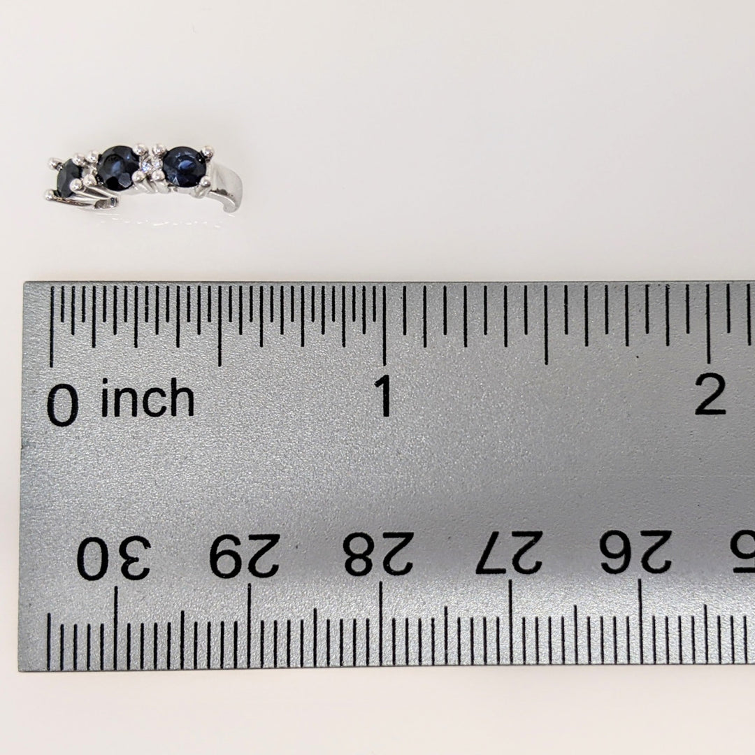 14K WHITE SAPPHIRE ROUND (6) 3MM WITH (4) MELEE ESTATE J-HOOP EARRINGS 3.1 GRAMS
