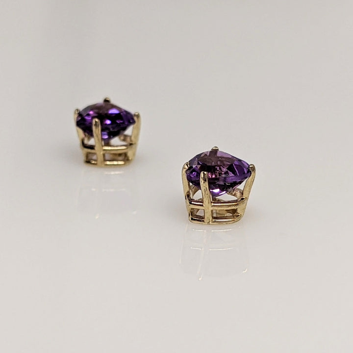 14K AMETHYST HEART 5MM ESTATE STUD EARRINGS 0.8 GRAMS